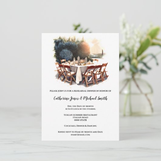 Land Italienisch Toskanisches Abendessen Landschaf Einladung (Stehend Vorderseite)