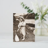 Land Junge Vintage Klischees Fischerei Postkarte (Stehend Vorderseite)