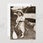 Land Junge Vintage Klischees Fischerei Postkarte (Vorne/Hinten)