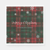 Land Karierte Schneeflocken Personalisiert Weihnac Serviette (Vorderseite)