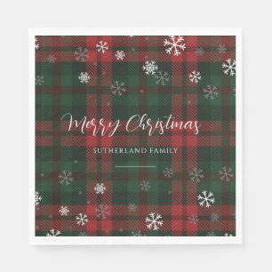 Land Karierte Schneeflocken Personalisiert Weihnac Serviette