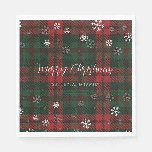 Land Karierte Schneeflocken Personalisiert Weihnac Serviette (Vorderseite)