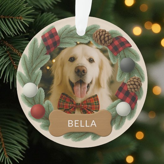 Land Karierter Hund Name Foto Weihnachten Weihnach Ornament