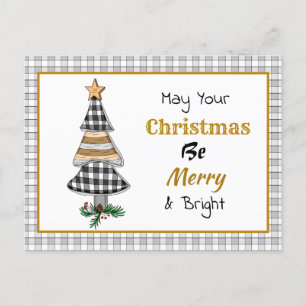Land Karierter Weihnachtsbaum   Merry and Bright C Postkarte