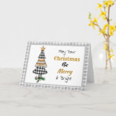 Land Karierter Weihnachtsbaum | Merry und Bright Karte (Gelbe Blume)