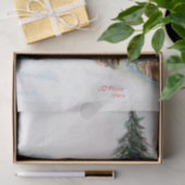 Land-Kirche in der Winter-Aquarell-Gebirgsszene Seidenpapier (Geschenk)