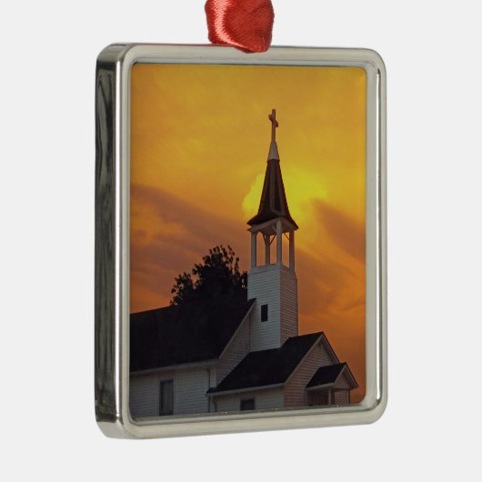 Land-Kirche Silbernes Ornament (Rechts)