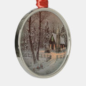 Land-Kirchen-Szenen-Weihnachtsbaum-Verzierung Silbernes Ornament (Rechts)
