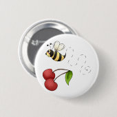 Land-Kirschen · Biene u. Kirschen Button (Vorne & Hinten)