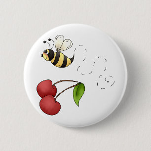 Land-Kirschen · Biene u. Kirschen Button