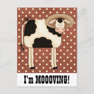 Land Kuh Mann Umzug Adressenmitteilung Ankündigungspostkarte