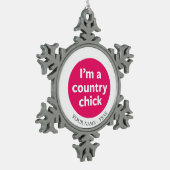 Land-Küken Schneeflocken Zinn-Ornament (Links)