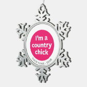 Land-Küken Schneeflocken Zinn-Ornament (Rechts)