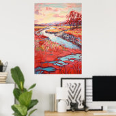 Land Landschaft Aquarellmalerei Poster (Heimbüro)