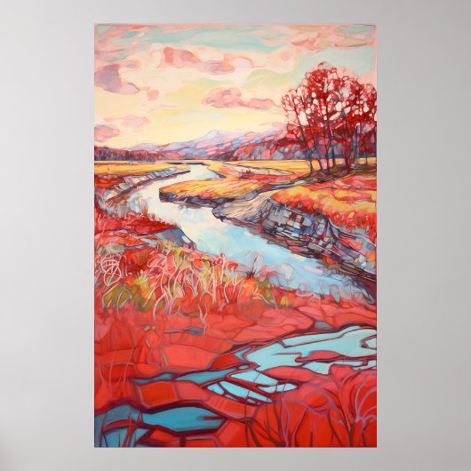 Land Landschaft Aquarellmalerei Poster (Vorne)