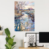 Land Landschaft Aquarellmalerei Poster (Heimbüro)