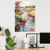 Land Landschaft Aquarellmalerei Poster (Heimbüro)