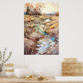 Land Landschaft Aquarellmalerei Poster (Küche)