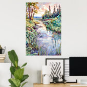 Land Landschaft Aquarellmalerei Poster (Heimbüro)