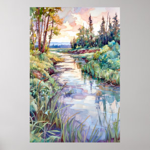 Land Landschaft Aquarellmalerei Poster