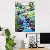 Land Landschaft Aquarellmalerei Poster (Heimbüro)