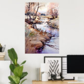 Land Landschaft Aquarellmalerei Poster (Heimbüro)