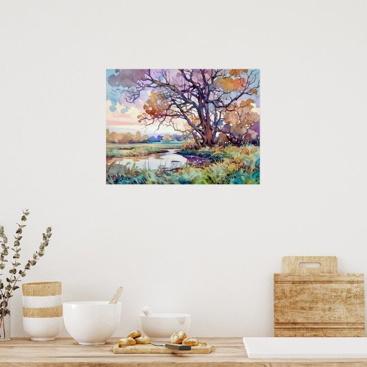 Land Landschaft Wasserfarbe Poster (Küche)