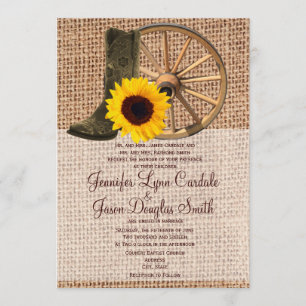 Land-Leinwand-Cowboystiefel-Sonnenblume-Hochzeit Einladung
