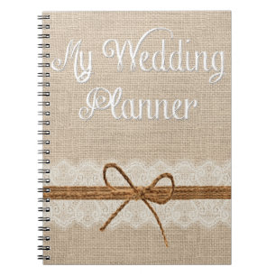 Land-Leinwand-Schnur-Hochzeits-Planer-Notizbuch Notizblock