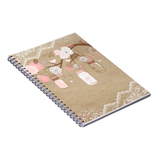 Land-Leinwand-u. Spitze-Weckglas-Baum Notizblock (Rechte Seite)