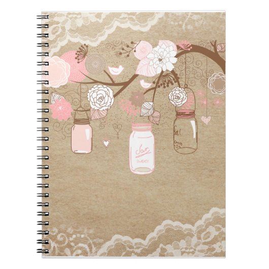 Land-Leinwand-u. Spitze-Weckglas-Baum Notizblock (Vorderseite)