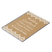 Land-Leinwand und weiße Damastspitze Hochzeit Notizblock (Linke Seite)