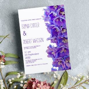 Land lila Lavendel Delphinium Blume Hochzeit Einladung