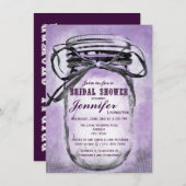 Land Lila Mason Jar Bridal Dusche Einladungen (Vorne/Hinten)