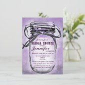 Land Lila Mason Jar Bridal Dusche Einladungen (Stehend Vorderseite)