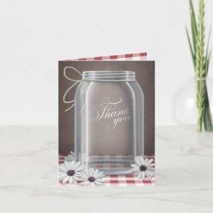 Land Mason Glas Daisy Rot Gingham Danke Karte