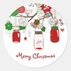 Land-Mason-Glas-Weihnachtssticker Runder Aufkleber