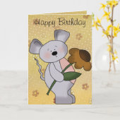Land-Maus Bithday Karte (Gelbe Blume)