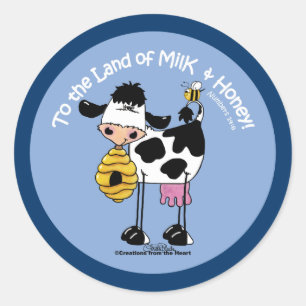 Land Milch und Honig Runder Aufkleber