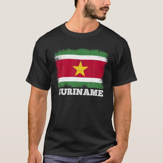 Land mit Vintagem Flags-Surinam, Rückseitenmarkier T-Shirt (Vorderseite)