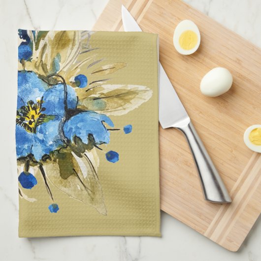 Land Moderne blaue Flora Geschirrtuch (Viertel Falte)