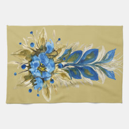 Land Moderne blaue Flora Geschirrtuch