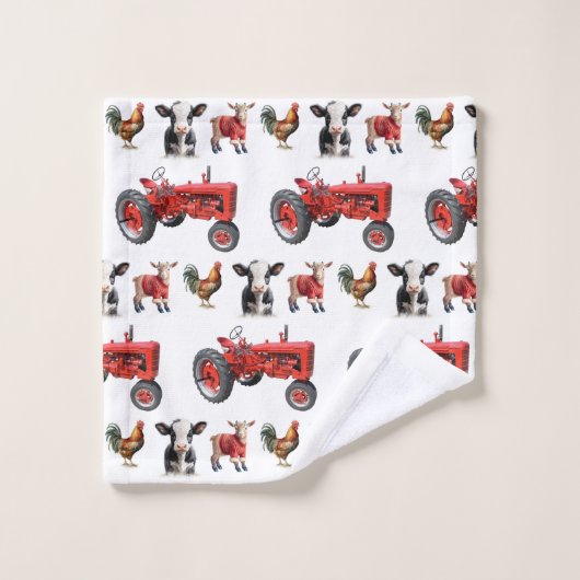 Land Moderne Landtiere Muster Tierhaltung Stall Badhandtuch Set (Waschlappen)