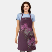 Land Moderne Lila Blüten Mit Monogramm Schürze (Getragen)