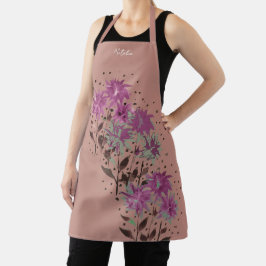 Land Moderne Lila Blüten Mit Monogramm Schürze