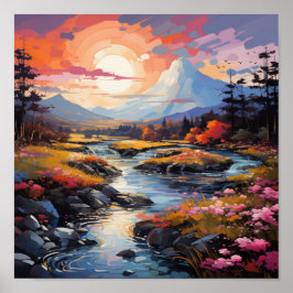 Land Morning Stream Nature Poster