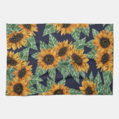 Land Niedlich Yellow Navy Sonnenblumen Wasserfarbe Geschirrtuch (Horizontal)