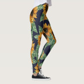 Land Niedlich Yellow Navy Sonnenblumen Wasserfarbe Leggings (Rechts)