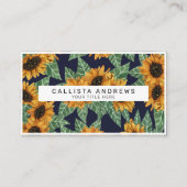 Land Niedlich Yellow Navy Sonnenblumen Wasserfarbe Visitenkarte (Vorderseite)