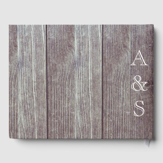 Land oder rustikales dunkles Holz Foto Hochzeit od Gästebuch (Rückseite)